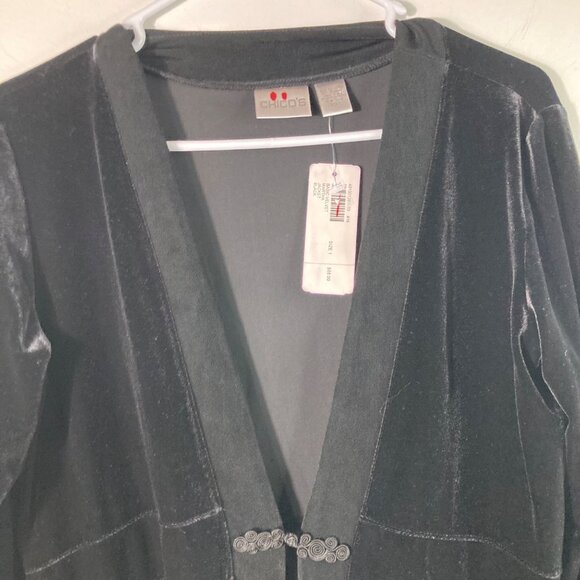 Womens Chicos Velvet Martha Jacket Button Close Black M NWT Polyester Spandex - Picture 3 of 10